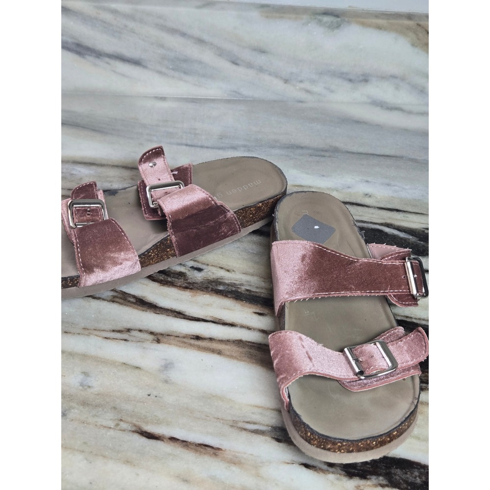 Madden Girl Brando-V Pink Velvet Double Buckle Slide Sandals Mens 8M BRANDO-V - Picture 7 of 8
